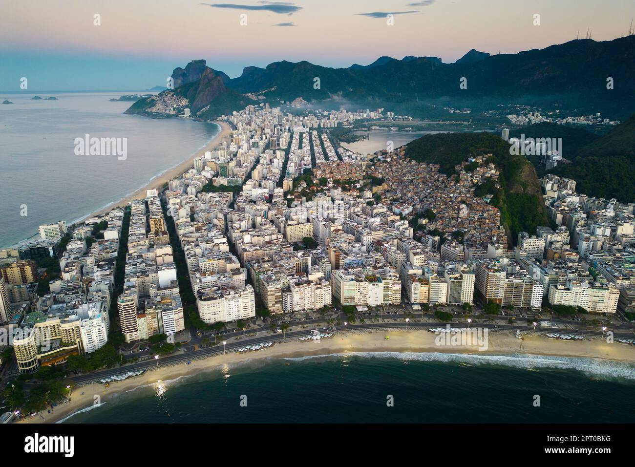 Aerial View of Copacabana Beach and Ipanema District Behind in Rio de