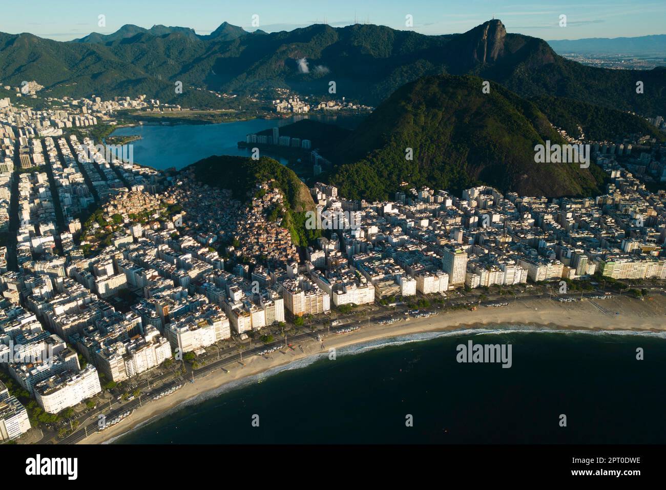 Aerial View of Copacabana Beach and Ipanema District Behind in Rio de