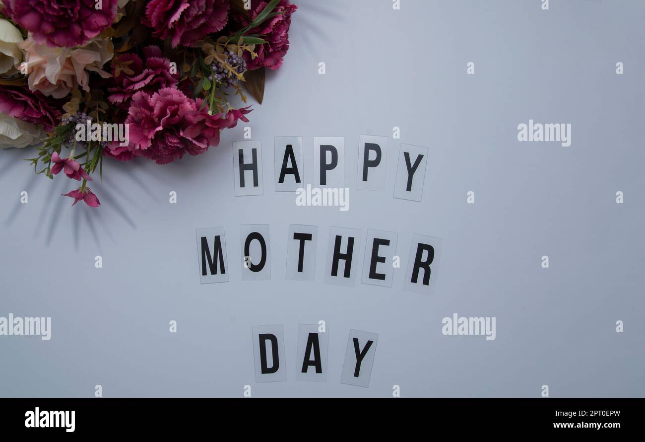 Mothers day card with roses on white background Stock Photo - Alamy