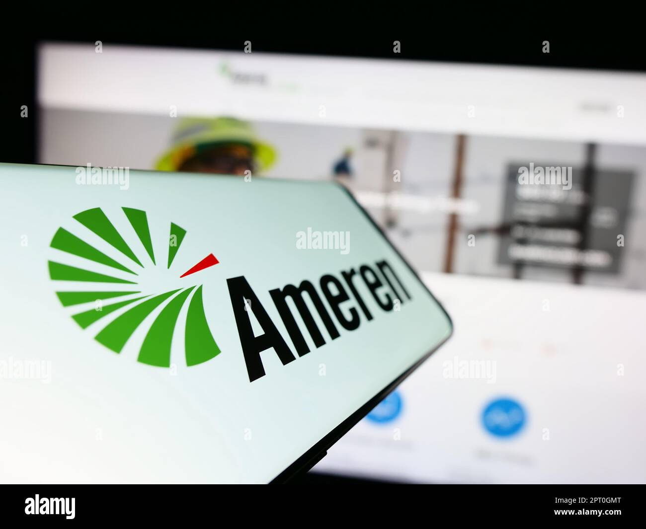 Mobile phone with logo of American energy company Ameren Corporation on