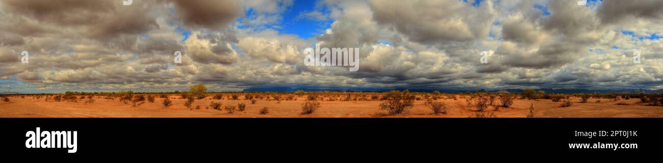 Desert storm over the southwestern desert and mountains panorama Stock Photo