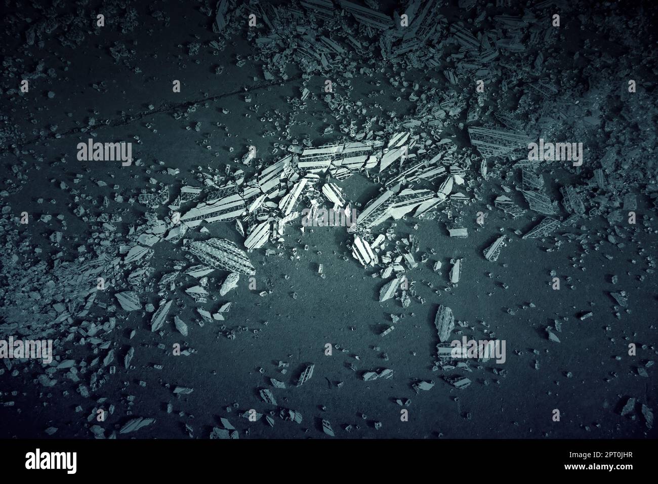 Detail of broken glass in the garbage, danger due to cuts Stock Photo