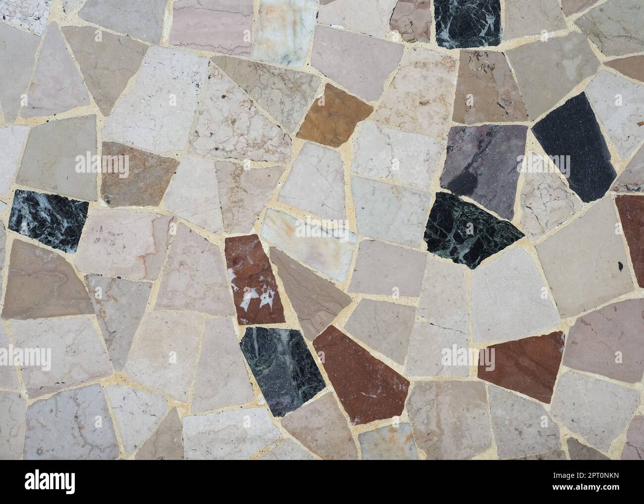 opus incertum irregular work tiled marble floor texture useful as a background Stock Photo