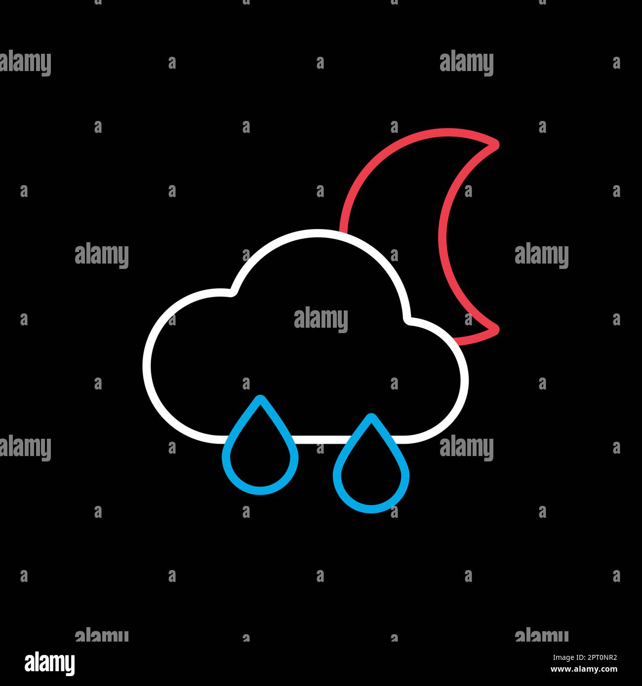 Raincloud with raindrops moon vector flat icon Stock Vector