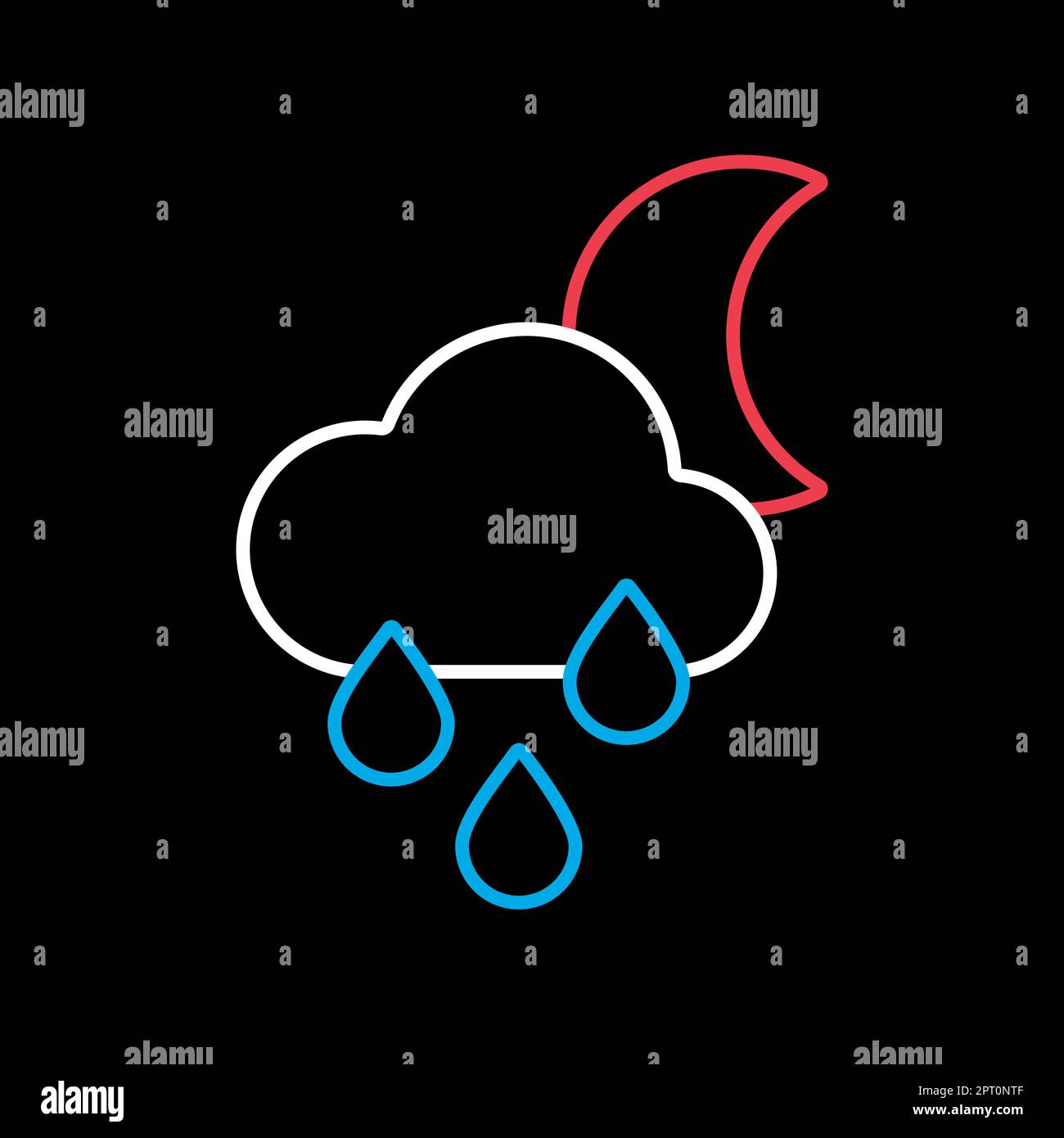 Raincloud with raindrops moon vector flat icon Stock Vector
