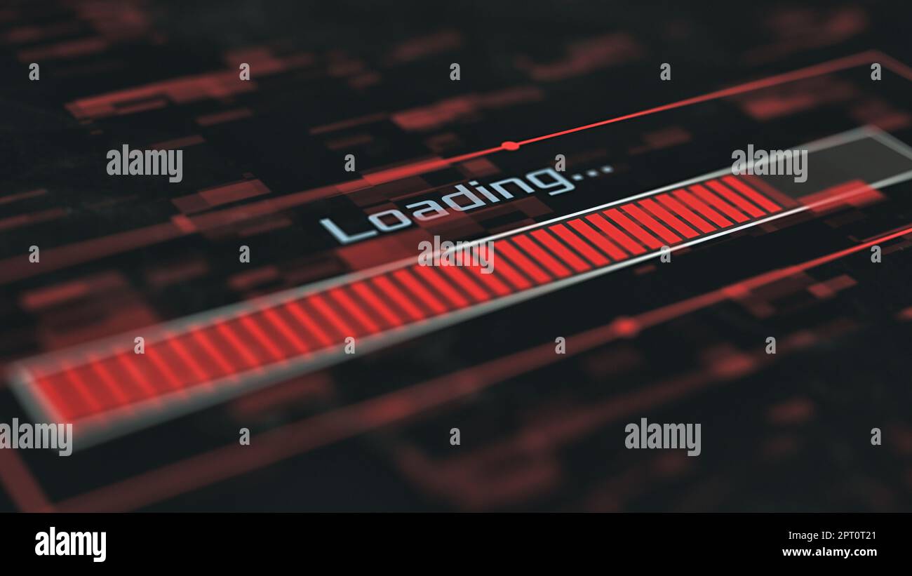 close-up of a dirty computer monitor, progress bar, concept of download ...