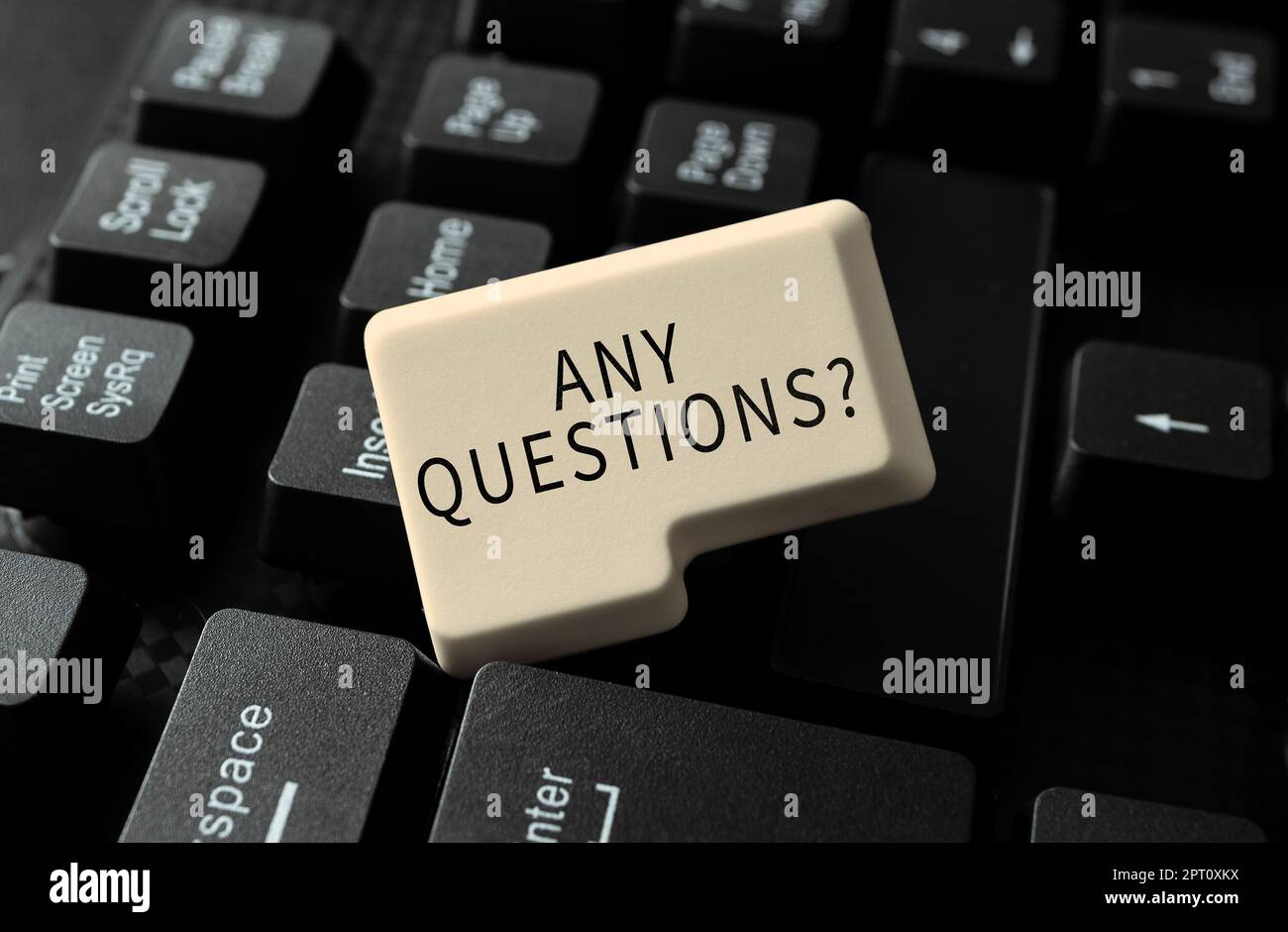 Hand writing sign Any Questions Question, Business overview Allowing ...