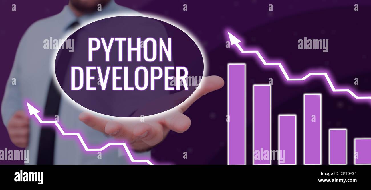 Handwriting text Python Developer, Word Written on responsible for writing serverside web application logic Stock Photo