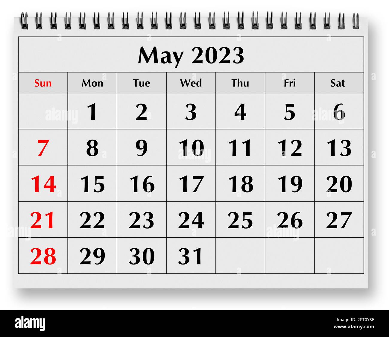 One page of the annual monthly calendar may 2023 stock photo alamy