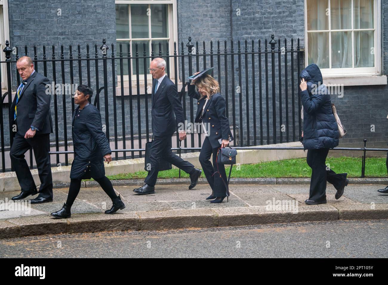 London UK. 27 April 2023. Italian delegation arrive at Downing street as Prime Minister Rishi