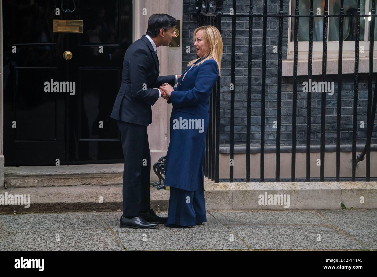 London UK. 27 April 2023. Prime Minister Rishi Sunak Meloni at Downing Street
