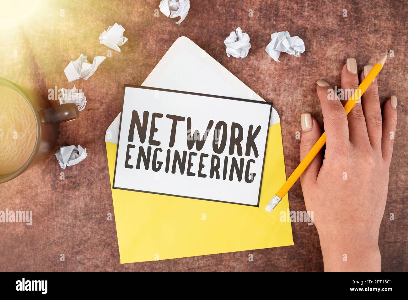 Writing displaying text Network Engineering, Word for professional who has the skills to oversee the net Stock Photo