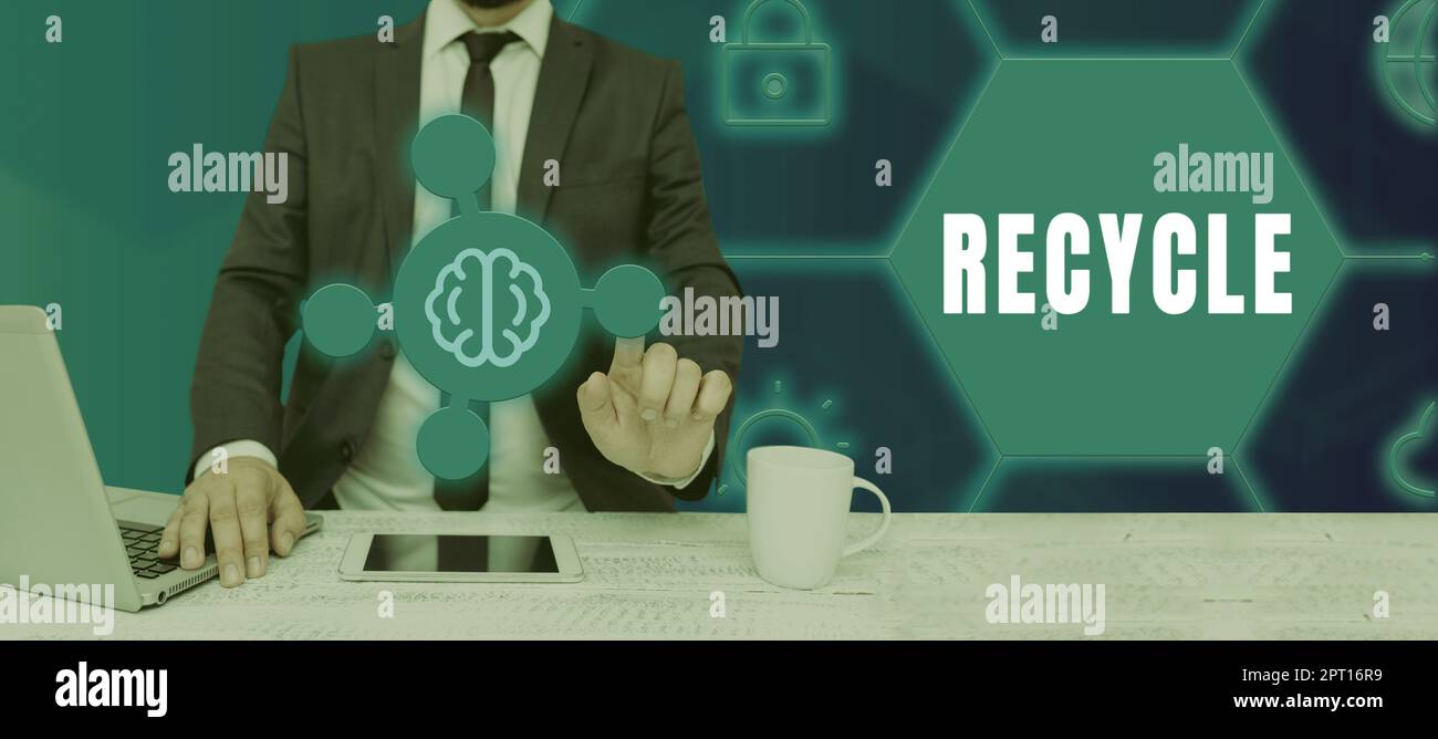 Text caption presenting Recycle, Word Written on process of converting ...