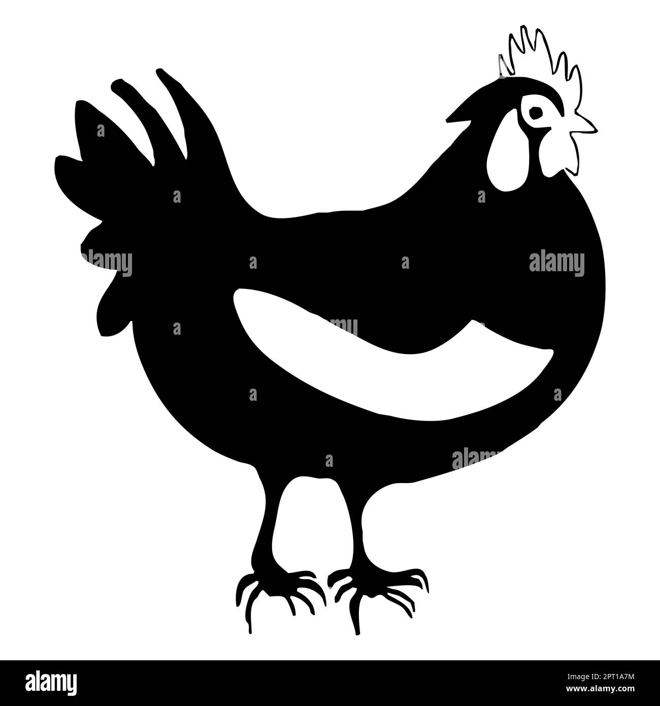 Animal illustration. Black hen on a white background Stock Photo - Alamy
