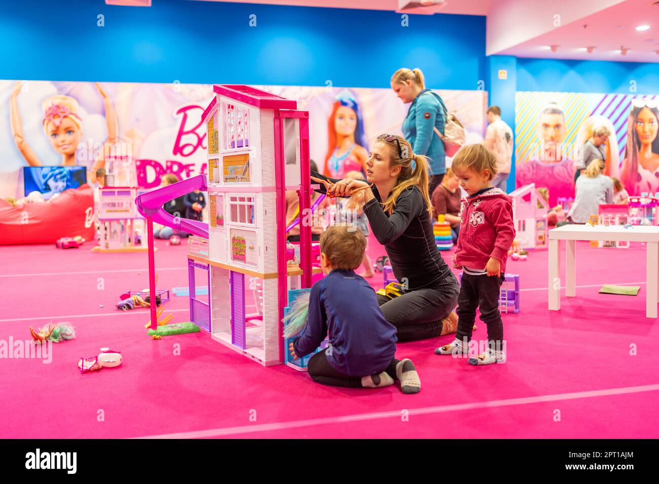 Prague, Czech Republic April 27, 2023 Children playing in children's