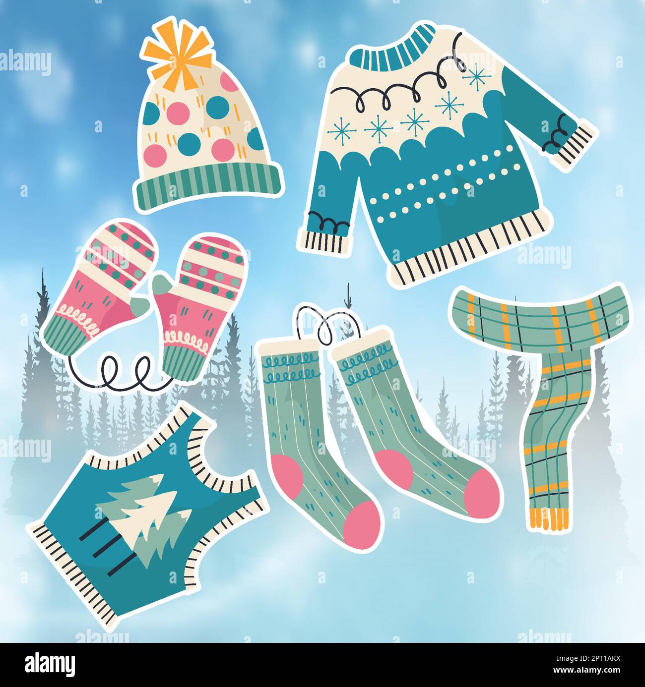 set of winter outfit vector illustration Stock Vector Image & Art - Alamy