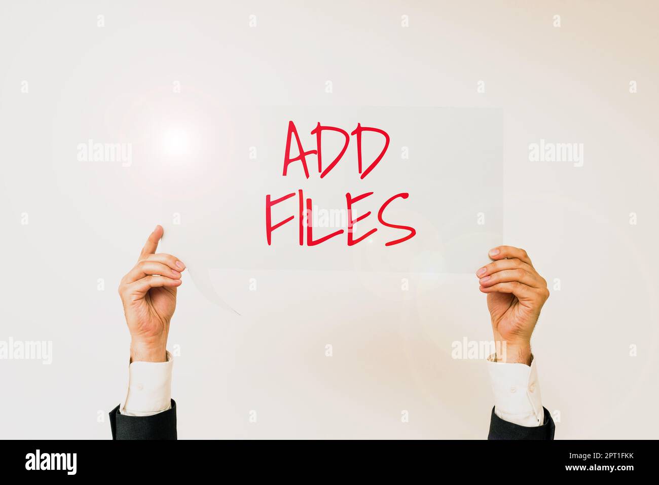 Sign displaying Add Files, Business overview To put more information to ...
