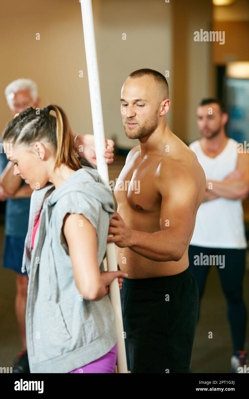 Youve got to start switching things up. a young woman doing pvc pipe