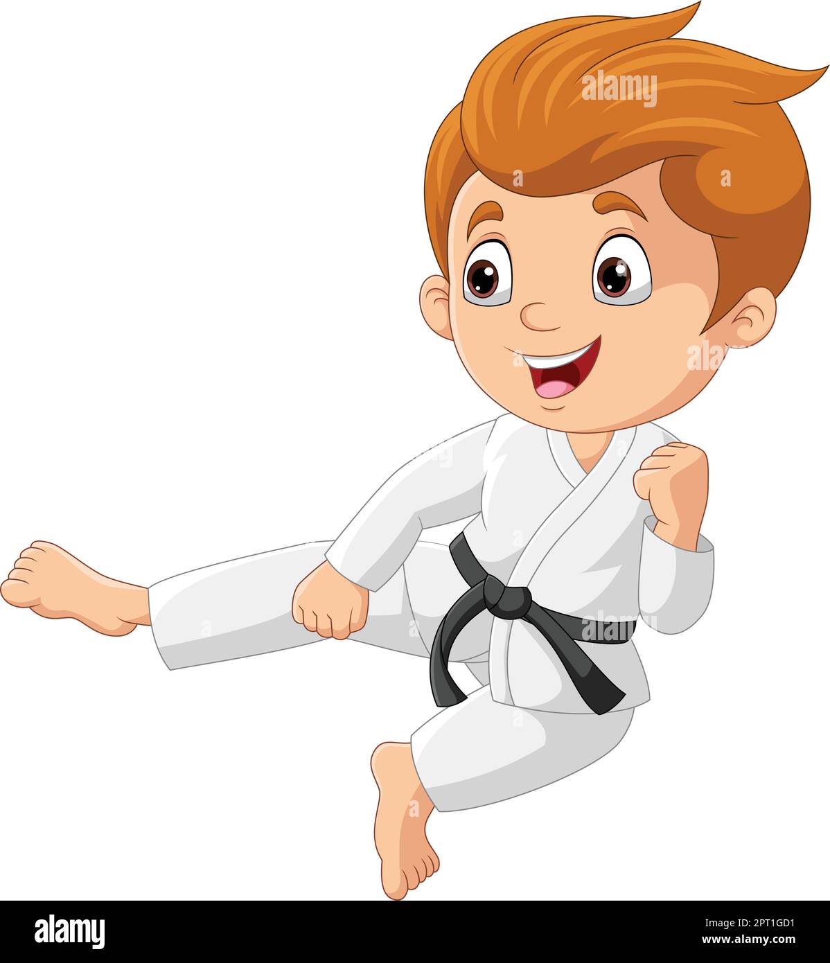 Cartoon little boy training karate Stock Vector Image & Art Alamy
