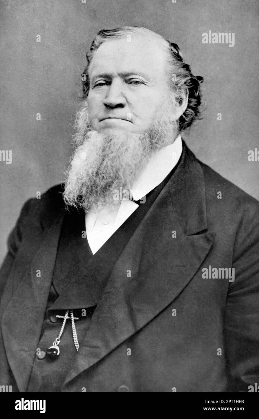 Brigham Young. Portrait of the religious leader and politician, Brigham Young (1801-1877) by Charles William Carter, c. 1865 Stock Photo
