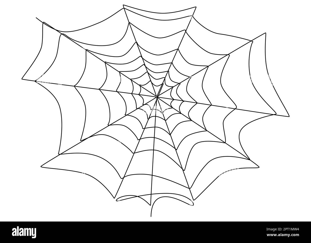 One continuous line of Spider web. Stock Vector