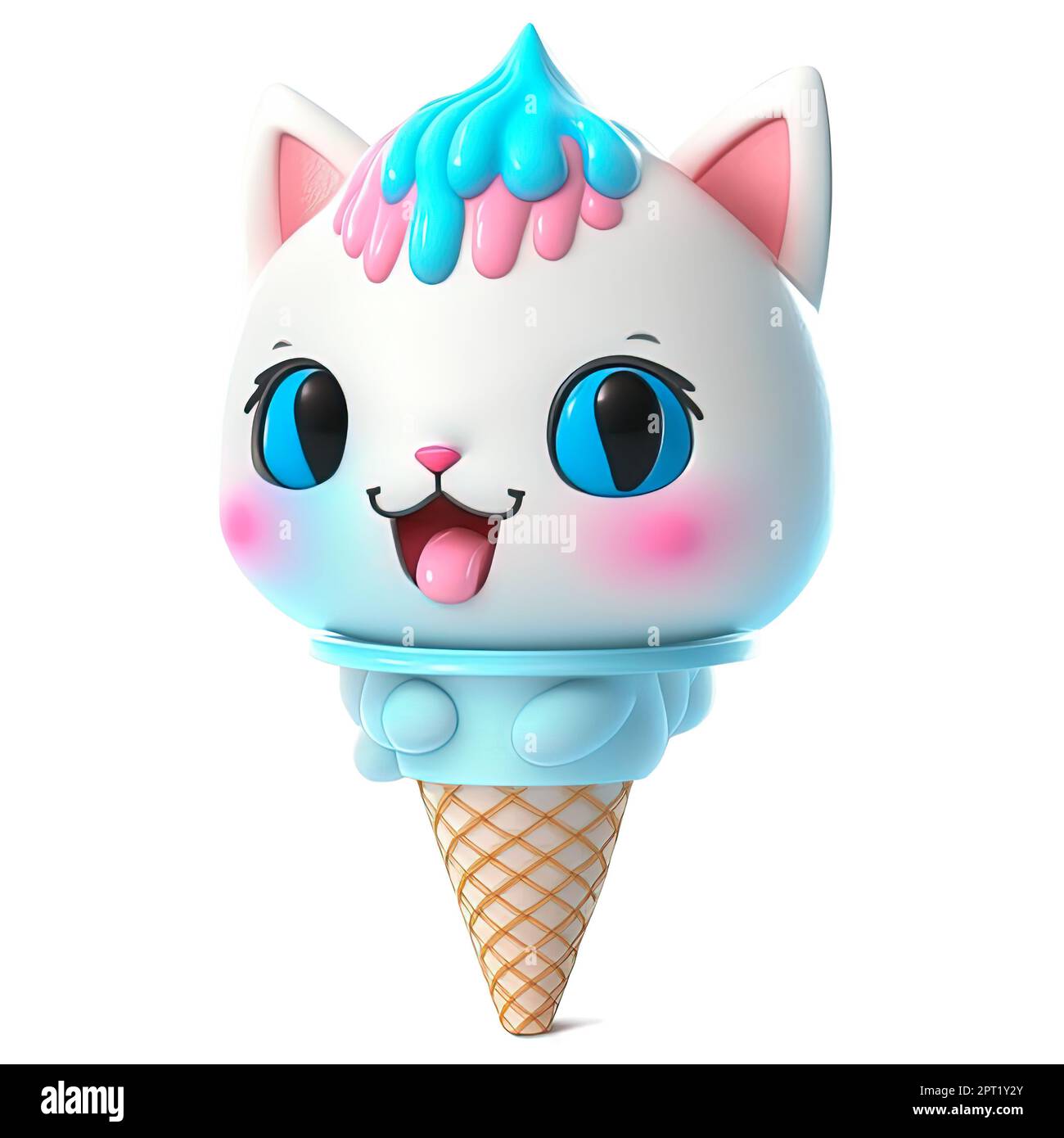 Icecream cat 3d rendering over white Stock Photo Alamy