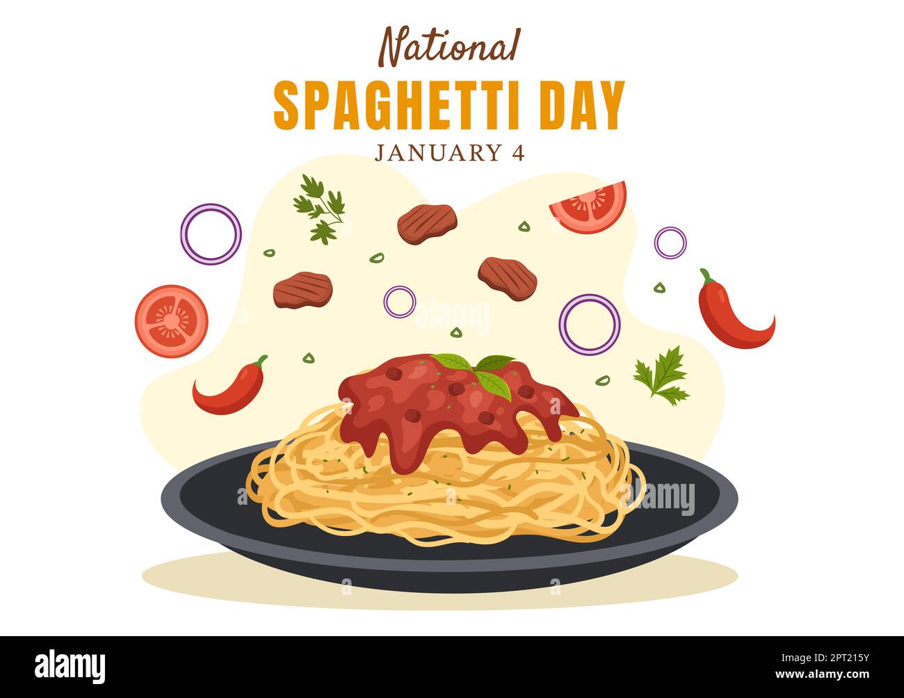 National Spaghetti Day on 4th January with a Plate of Italian Noodles