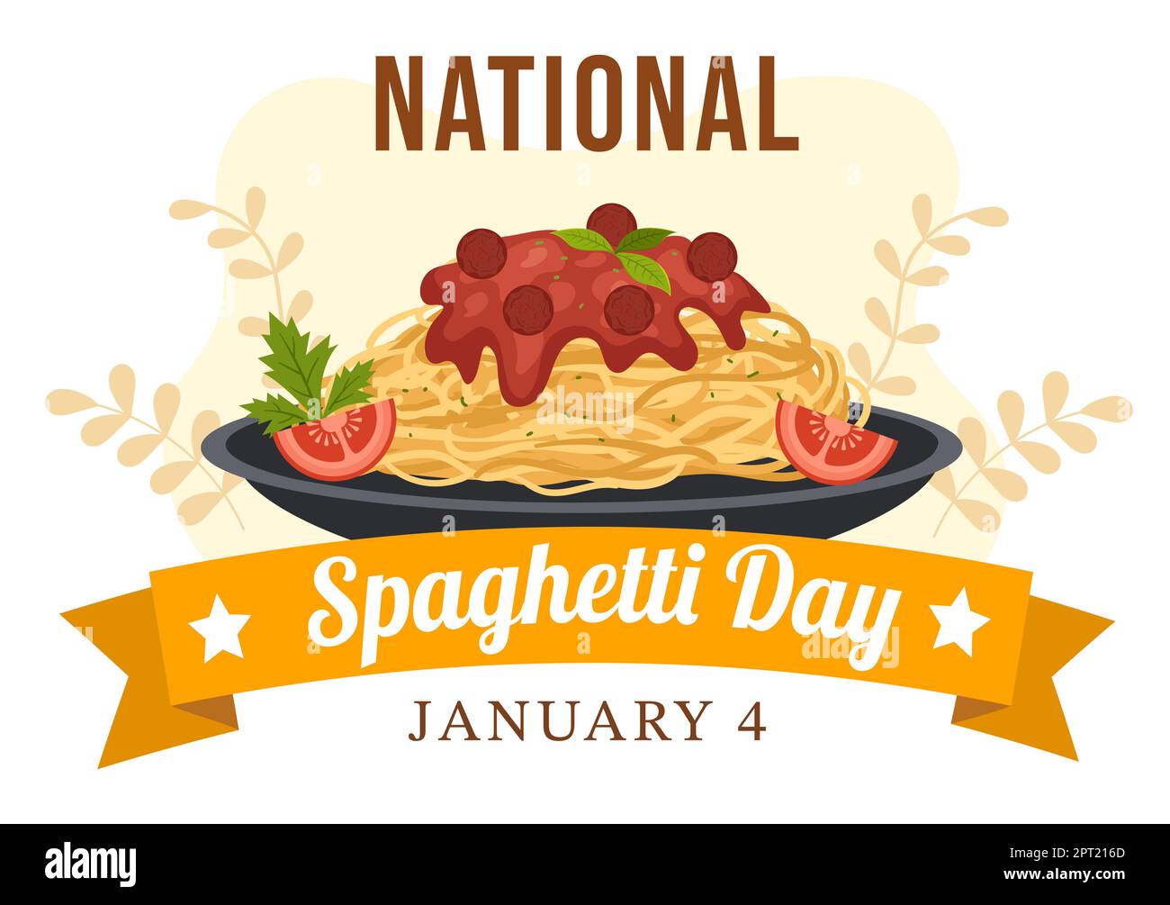 National Spaghetti Day on 4th January with a Plate of Italian Noodles
