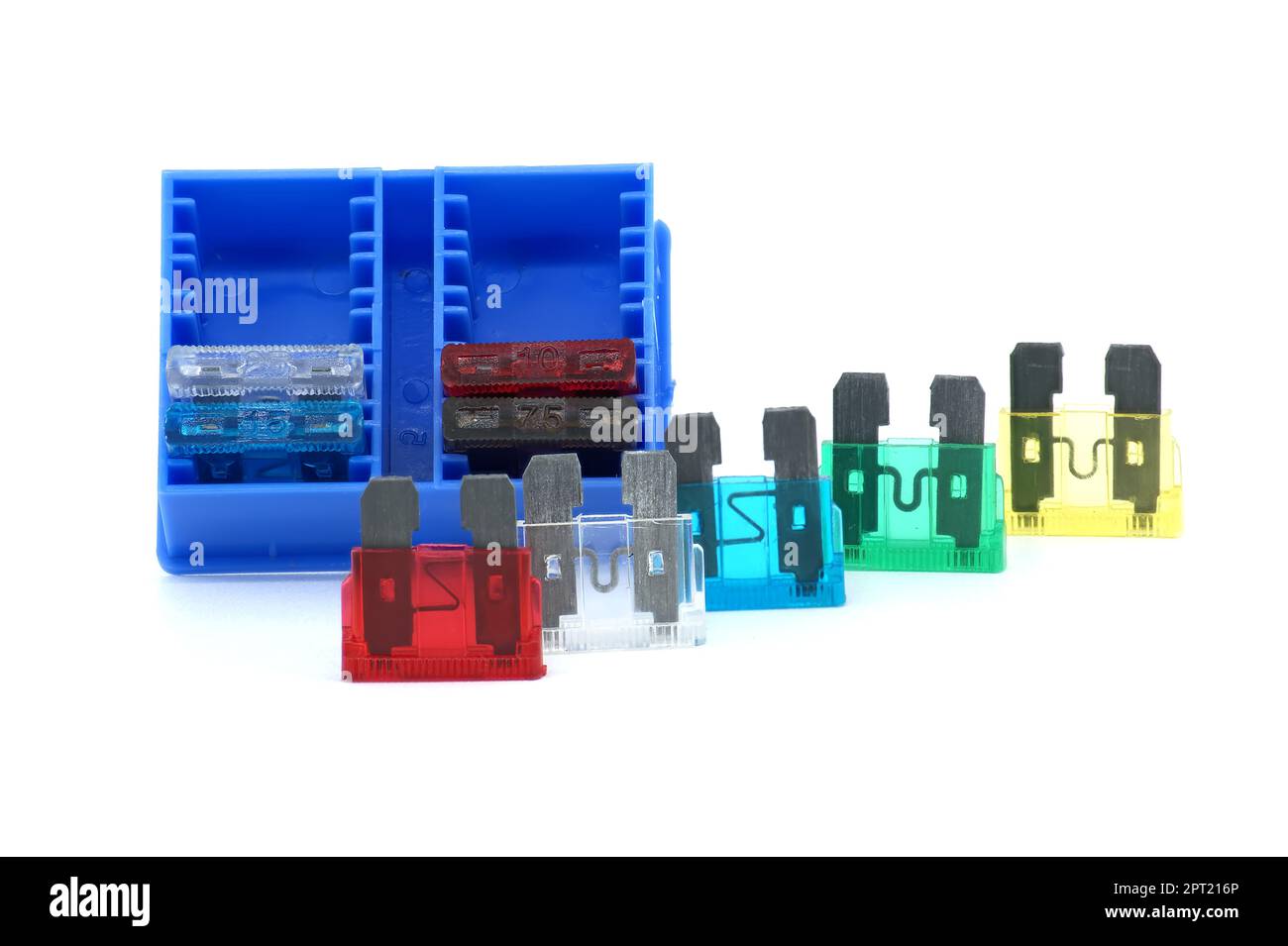 Bladetype automotive fuses with open circuit used to protect the