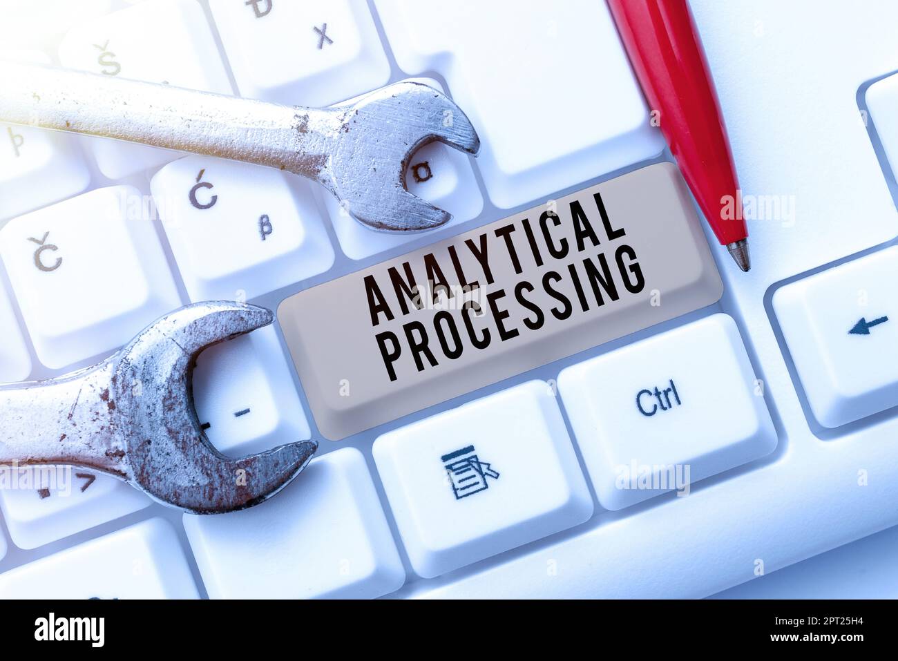 Text caption presenting Analytical Processing, Concept meaning easily View Write Reports Data Mining and Discovery Stock Photo