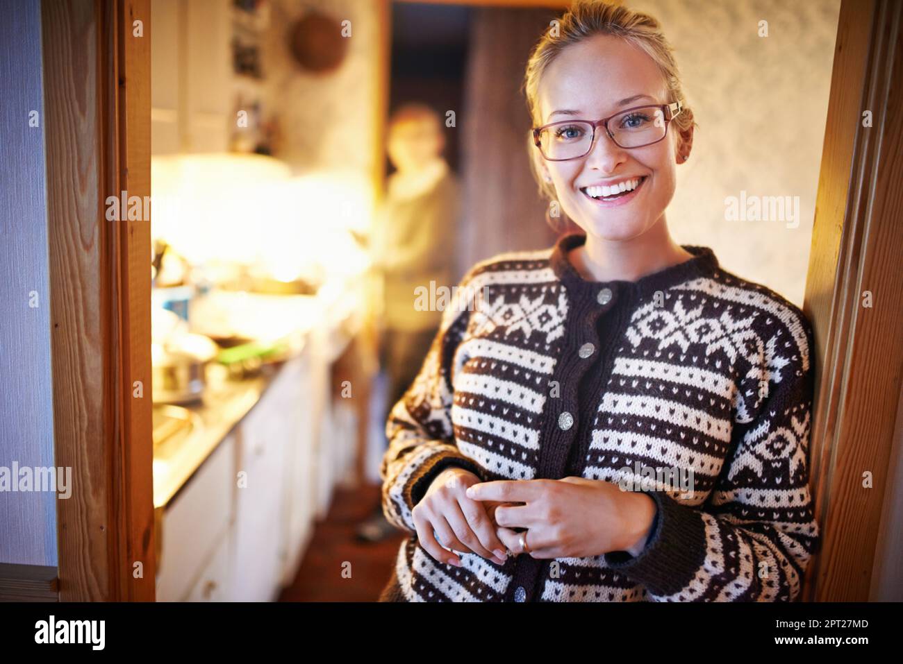 Super Friendly Cecilie. an attractive young woman indoors Stock Photo ...