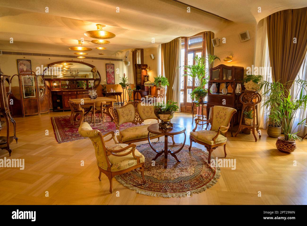 Apartment with modernist decoration and furniture located on the second floor of Casa Batlló (Barcelona, Catalonia, Spain) Stock Photo