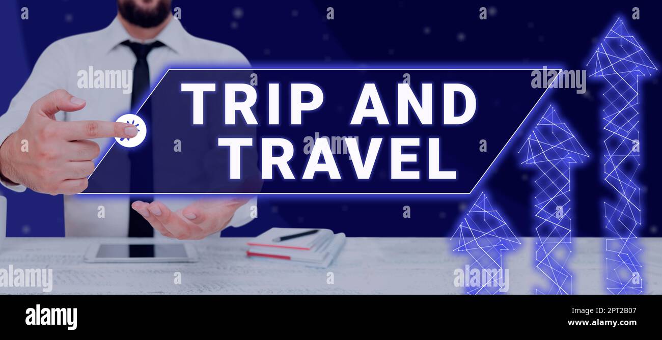 Text caption presenting Trip And Travel, Concept meaning famous landmarks and tourist destinations planning Stock Photo