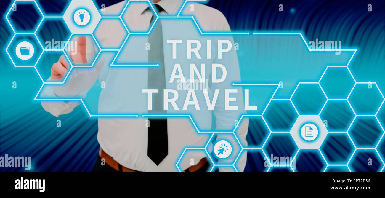 Text caption presenting Trip And Travel, Business overview famous landmarks and tourist destinations planning Stock Photo