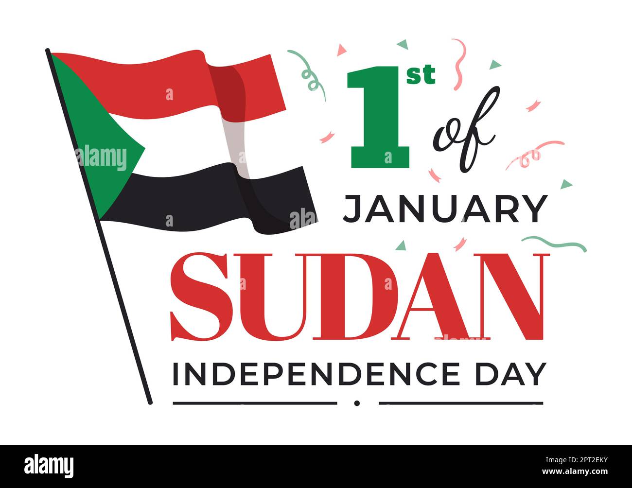 Sudan Independence Day on on January 1st with Flags and Sudanese