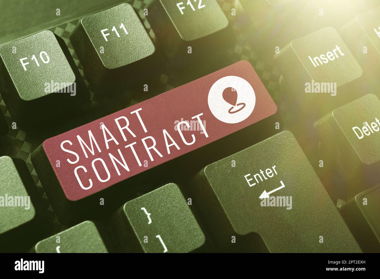 Hand writing sign Smart Contract, Word for digital agreement to control ...