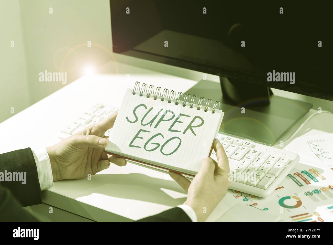 Text sign showing Super Ego, Internet Concept The I or self of any person that is empowering his whole soul Stock Photo