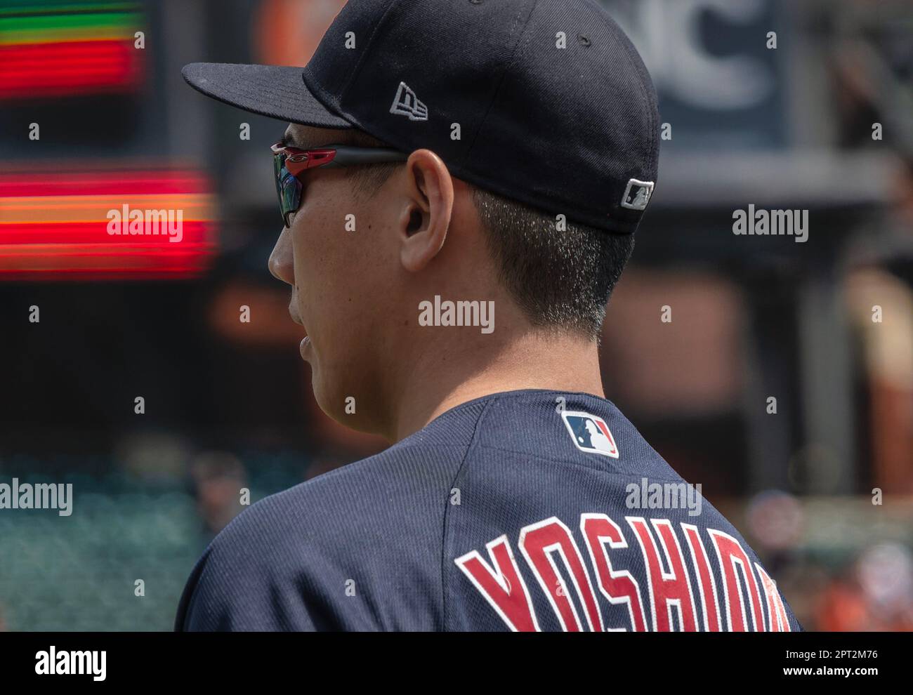 Boston Red Sox left fielder Masataka Yoshida (7)  warms up before a game Stock Photo