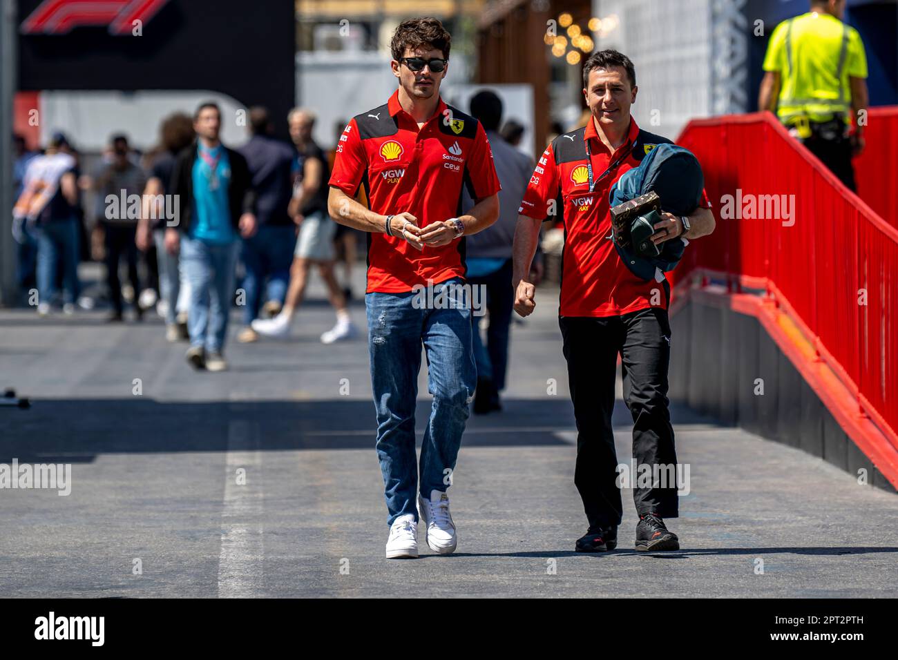 Baku, Azerbaijan, April 27, Charles Leclerc, from Monaco competes for  Ferrari. The build up, round 4 of the 2023 Formula 1 championship. Credit:  Michael Potts/Alamy Live News Stock Photo - Alamy