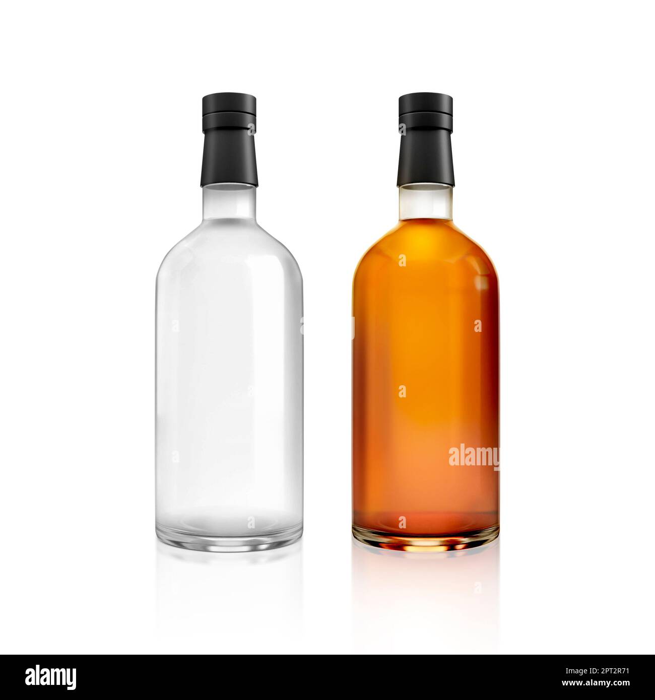 a bottle of alcohol on a white background. 3d render Stock Photo