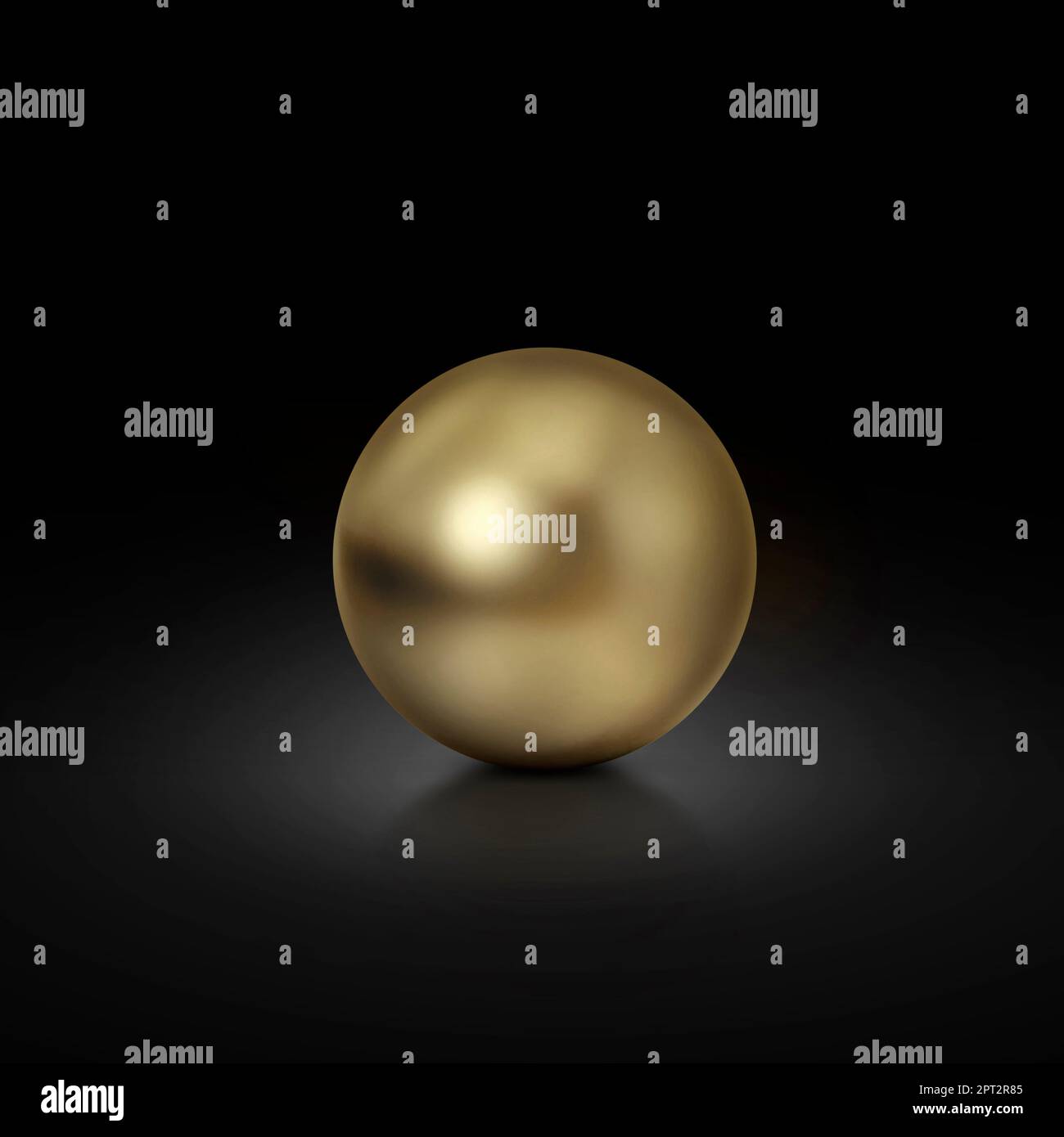 Gold realistic chrome ball on black background. 3d render Stock Photo