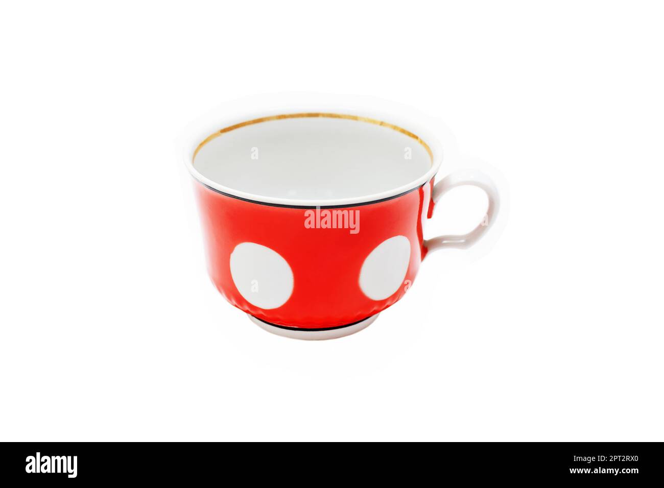 Red cups on a white background, closeup Stock Photo