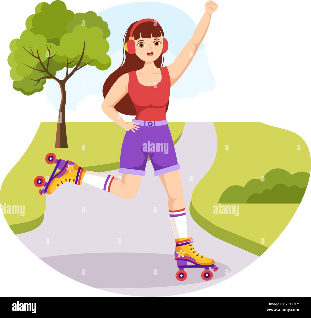 Person Riding Roler Skates People Riding Roller Skates in City Park for Outdoor Activity, Sports ...