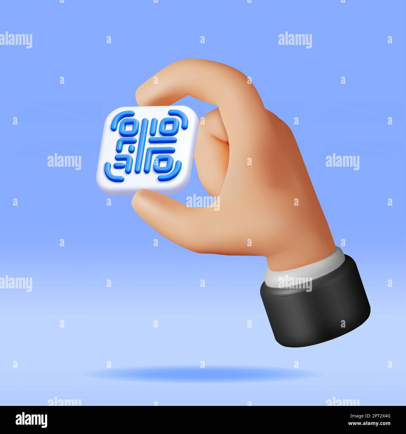 3d QR Code Icon in Hand. Stock Vector