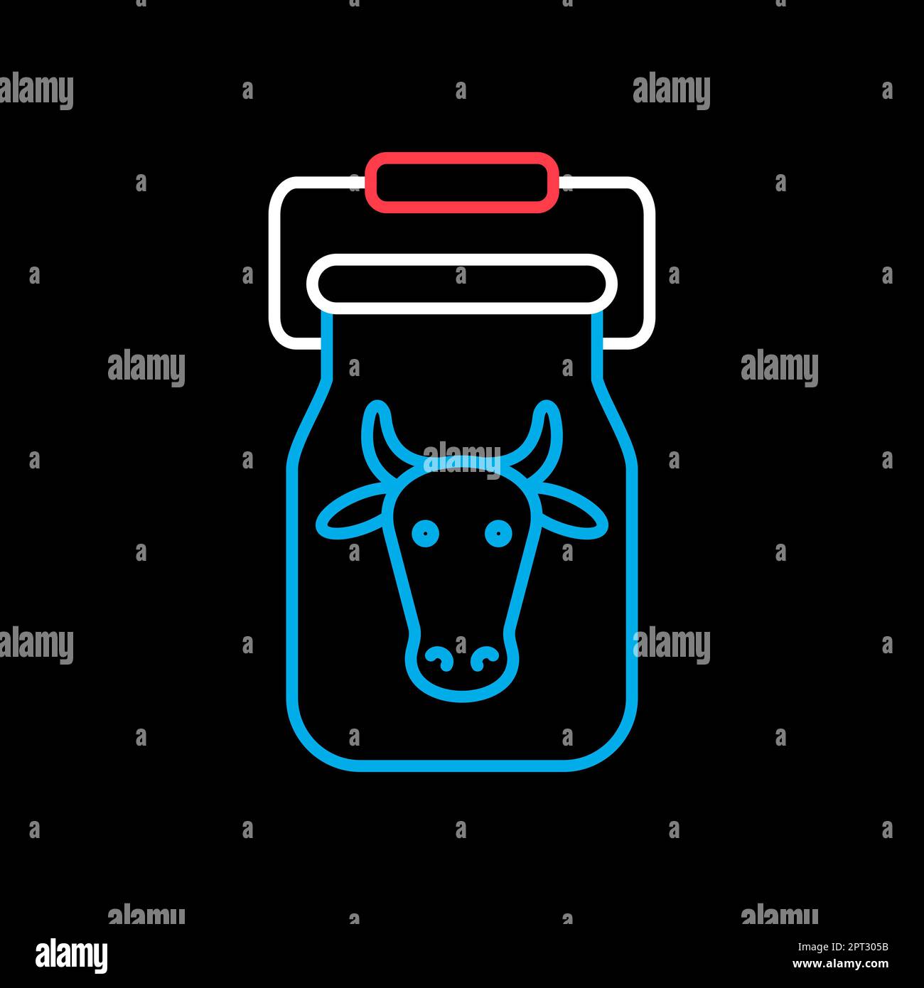 Can container for milk isolated on dark background icon. Farm animal ...