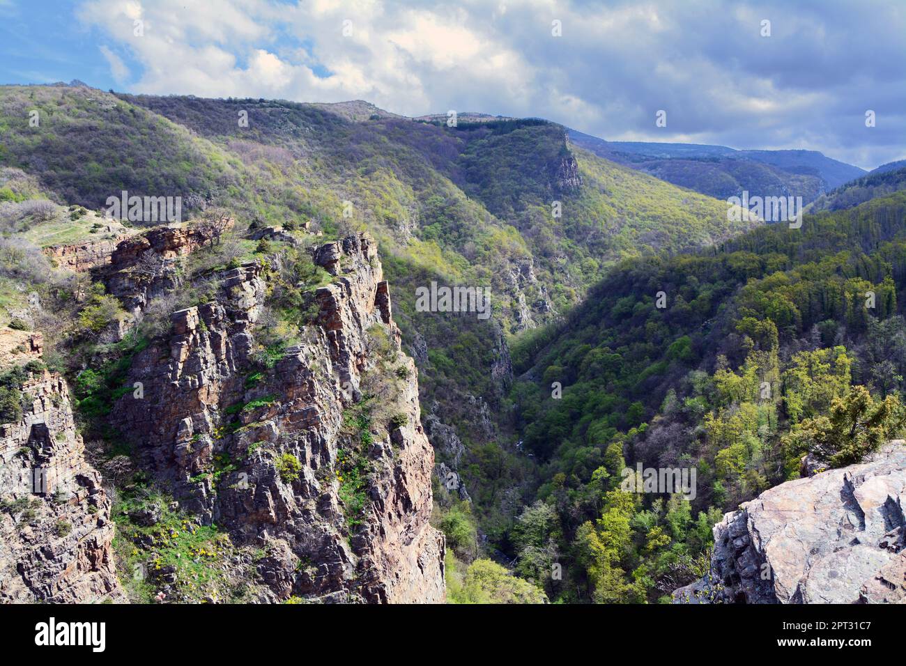 Meanders of Arda river, Kardzhali dam, Bulgaria in autumn with low water  level. Stock Photo