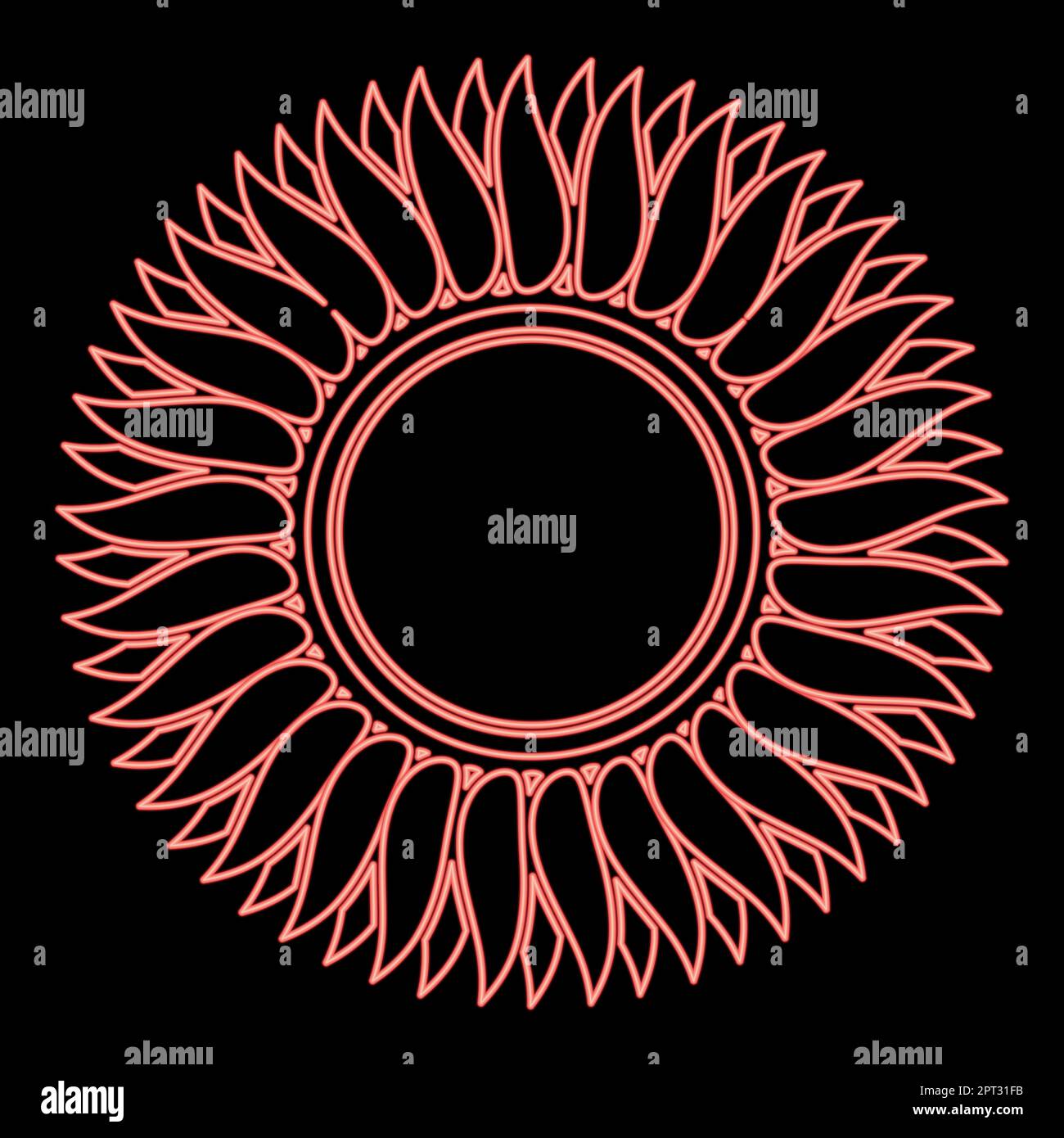 Neon sunflower flower Sun red color vector illustration image flat ...