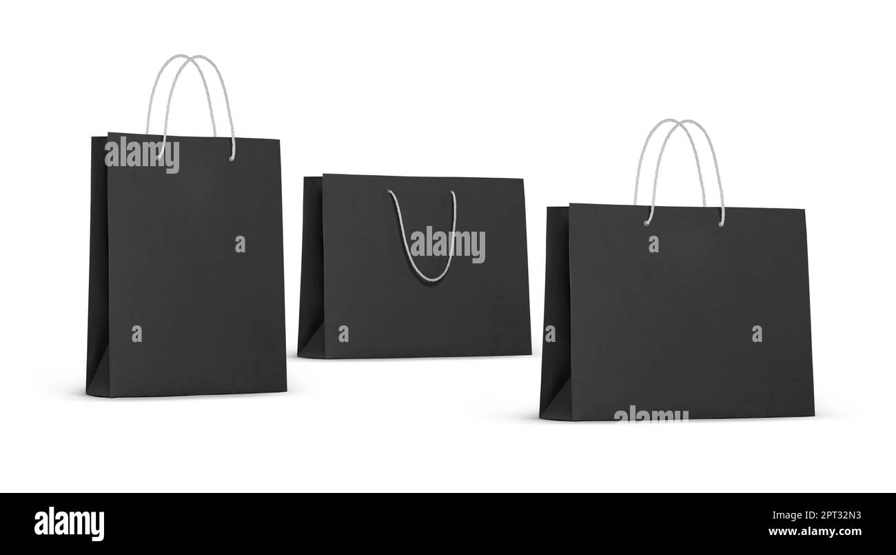 black paper bag isolated on a white background Stock Photo Alamy