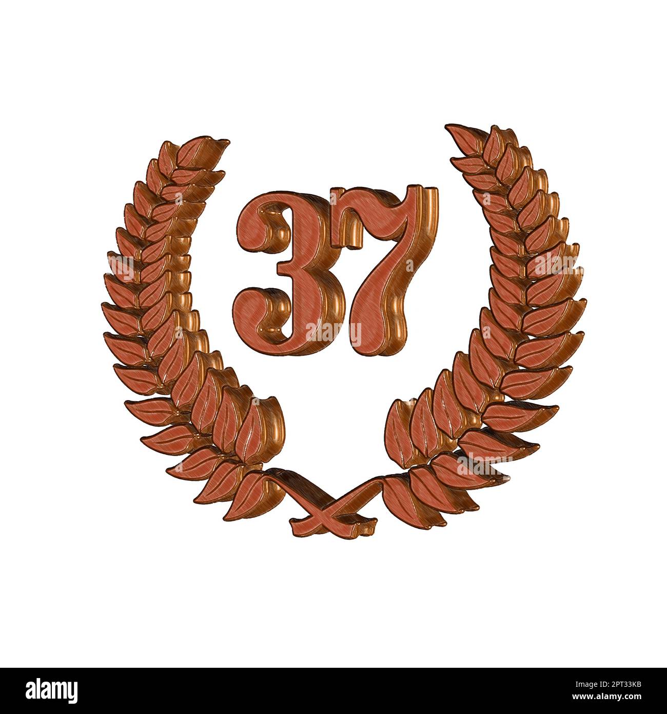 Number 37 with laurel wreath or honor wreath as a 3D-illustration, 3D ...