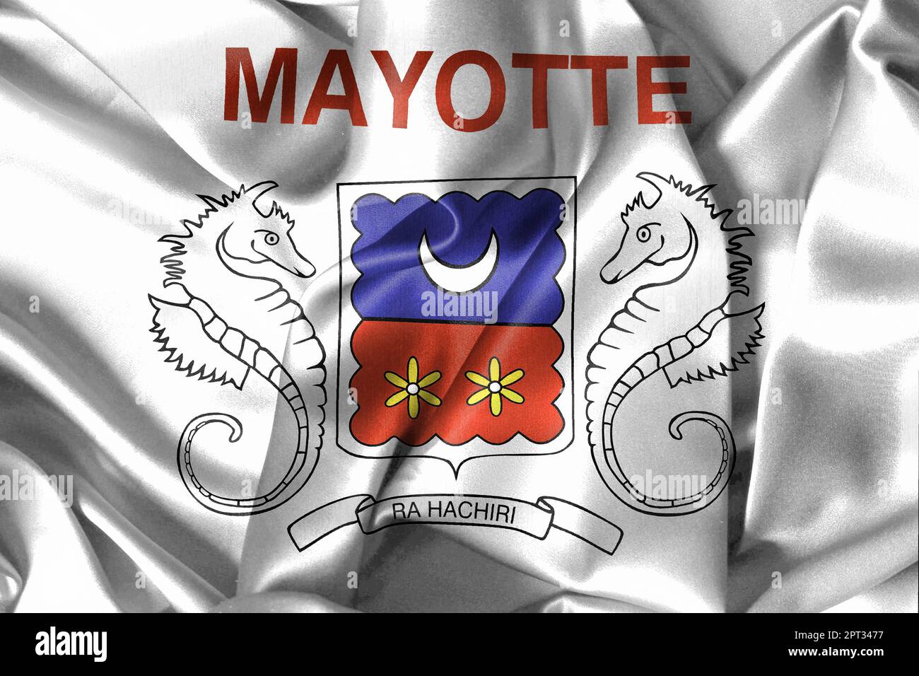 3D Illustration Of A Mayotte Flag Realistic Waving Fabric Flag Stock 3D Illustration Of A Mayotte Flag Realistic Waving Fabric Flag Stock